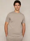 Reiss Taupe Interlock Jersey Crew Neck T-shirt In Brown