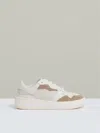 Reiss Taupe Leather And Mesh Platform Trainers