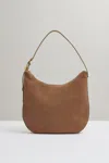 Reiss Taupe Leather And Suede Shoulder Bag In Taupe