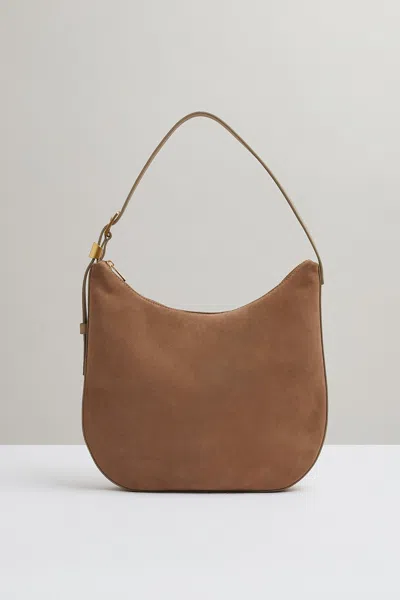 Reiss Taupe Marianna Leather And Suede Shoulder Bag