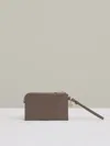 Reiss Taupe Leather Coin Purse In Brown