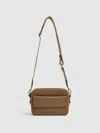 Reiss Taupe Leather Crossbody Camera Bag