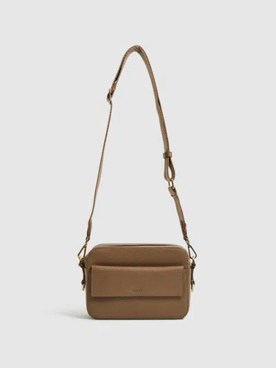 Reiss Taupe Leather Crossbody Camera Bag