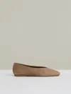 Reiss Taupe Leather Rounded-point Toe Ballet Flats In Brown