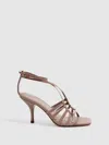 Reiss Taupe Leather Strappy Heels In Brown