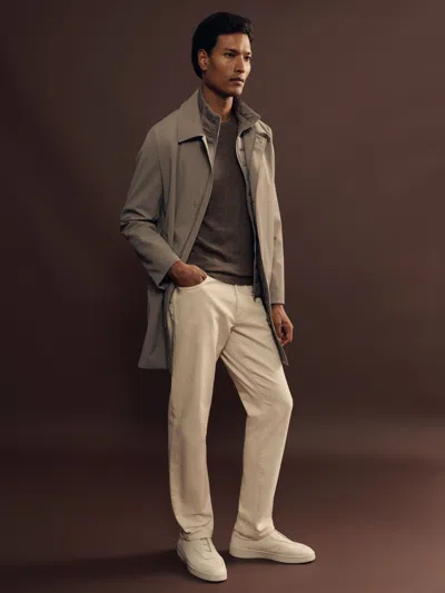 Reiss Taupe Logan Hybrid Removable Funnel Neck Overcoat In Brown