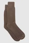 Reiss Taupe Melange Cotton Blend Terry Towelling Socks