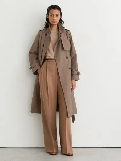 Reiss Taupe Neutral Petite Hooded Insert Trench Coat In Brown