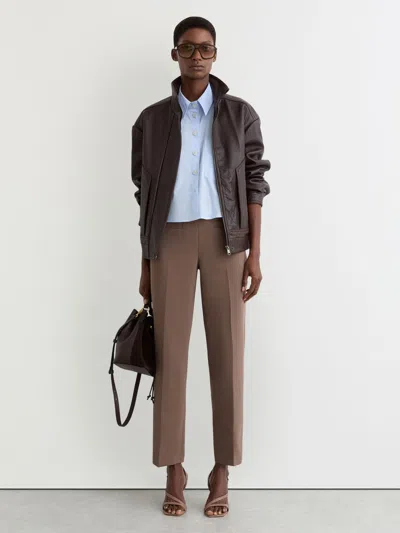 Reiss Taupe Neutral Petite Welt-pocket Tapered Trousers In Brown