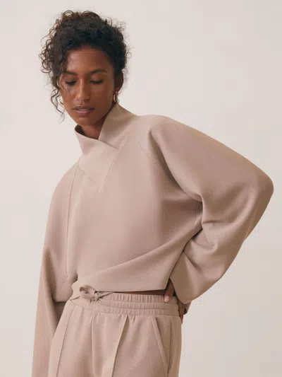 Reiss Taupe Neutral Premium Interlock Shawl-neck Sweatshirt