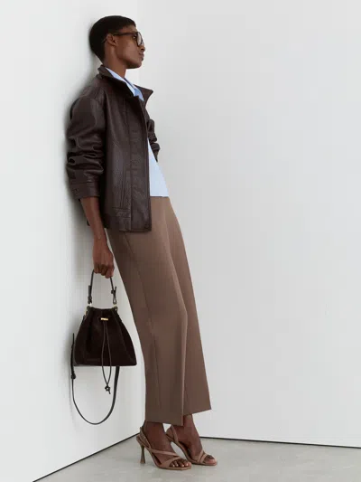 Reiss Taupe Neutral Welt-pocket Tapered Trousers In Brown
