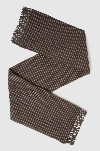 Reiss Taupe Norah Wool Waffle Scarf