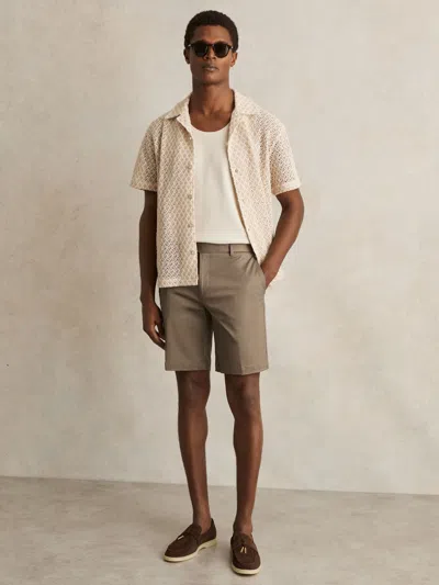 Reiss Taupe Oe Oe Cotton Chino Shorts With Stretch In Neutral