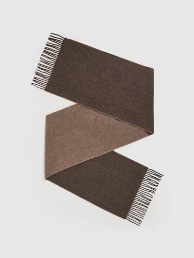 Reiss Taupe Picton Wool And Cashmere Scarf In Brown
