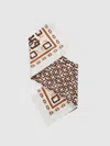 Reiss Taupe Silk Chain-print Scarf In Brown