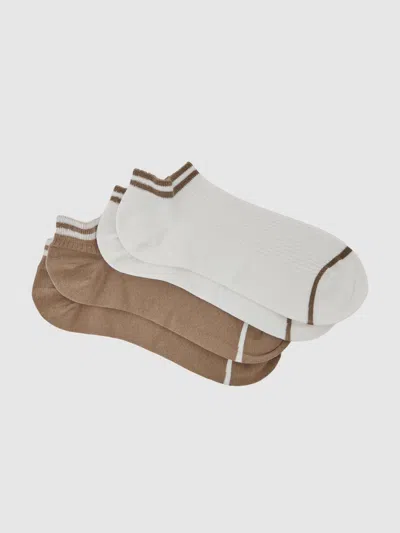 Reiss Taupe/white 2 Pack Cotton-blend Trainer Socks In Multi