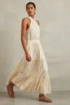 Reiss Neutral Taylor Drawstring Waist Tiered Midi Dress In Neutral