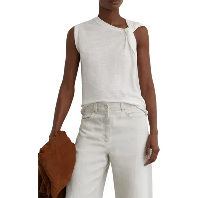 Reiss Taylor Twist Detail Linen Top In White
