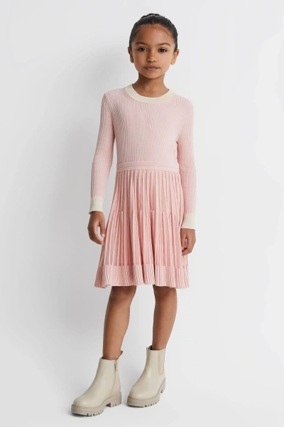 Reiss Teagan - Pink Teen Ribbed Fit-and-flare Dress, Uk 13-14 Yrs