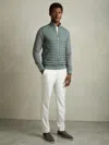 Reiss Teal Green Hybrid Quilt And Knit Zip-through Jacket