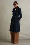 Reiss Teal Rae Petite Wool Blend Belted Double Breasted Coat With Cashmere