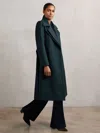 Reiss Teal Petite Wool-blend Double-lapel Belted Coat With Cashmere In Blue