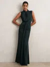 Reiss Womens Teal Daniella Sleeveless Stretch-woven Maxi Dress In Blue