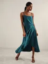 Reiss Womens Zoey Square-neck Satin Midi Dress Teal In Blue