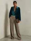 Reiss Teal Velvet And Satin Single Breasted Suit Jacket In Blue