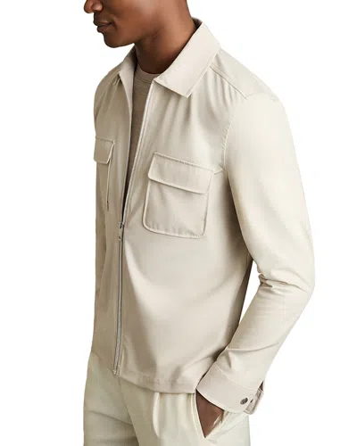 Reiss Technical Zip Front Overshirt In Stone