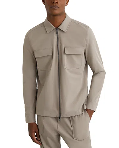 Reiss Technical Zip Through Pocket Jacket In Brown
