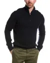 Reiss Blackhall Wool Funnel Neck Half Zip Pullover In Blue