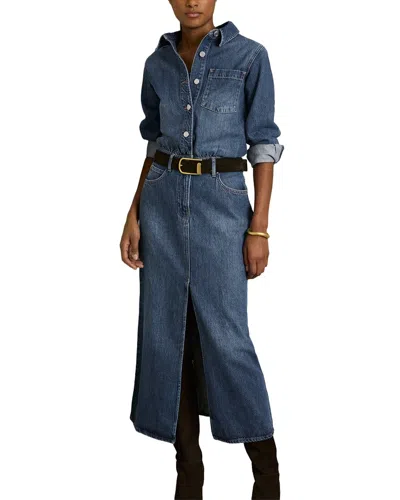 Reiss Indigo Terra Denim Button-through Midi Dress In Blue
