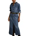 Reiss Indigo Denim Button-through Midi Dress In Indigo