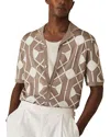 Reiss Men's Terrazzo Geometric Embroidery Knit Camp Shirt In Taupe Brown