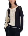 Reiss Terry Colorblock Open Stitch Jumper In Black