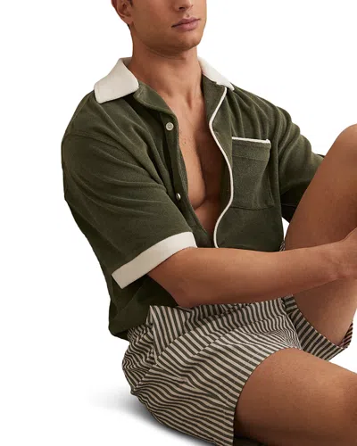 Reiss Terry Contrast Trim Camp Shirt In Green