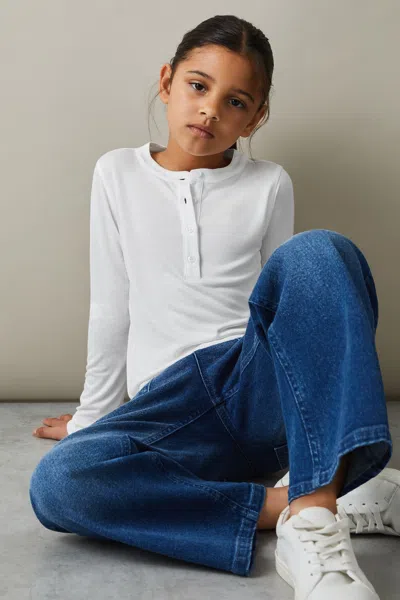Reiss Ivory Grandad Collar Long-sleeve Top