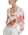 Reiss Tess Abstract-print Stretch-woven Blouse In Multi