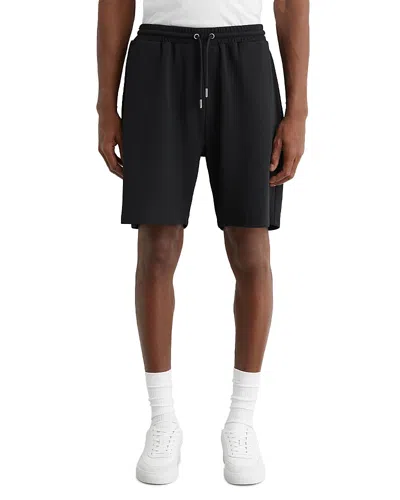 Reiss Textured 7 Drawstring Shorts In Black