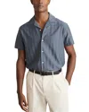 Reiss Sampson Texture Stripe Camp Shirt In Airforce Blue