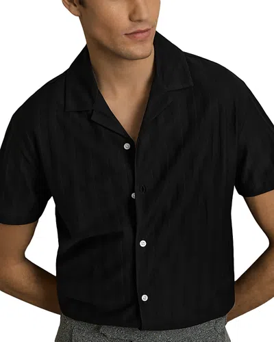 Reiss Textured Camp Shirt In Black