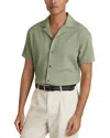 Reiss Mens Mint Green Ando Cuban-collar Jacquard Stretch-woven Shirt In Green