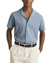 Reiss Soft Blue Textured Cuban Collar Shirt In Soft Blue
