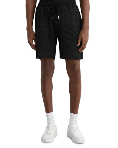 Reiss Textured Drawstring 7.5 Shorts In Black