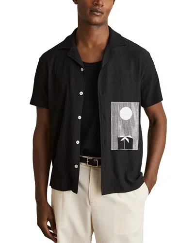 REISS TEXTURED GRAPHIC CAMP SHIRT