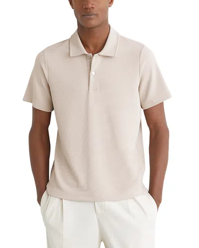 Reiss Textured Polo Shirt In Neutral