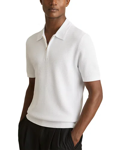 REISS TEXTURED QUARTER ZIP POLO SHIRT