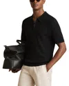 Reiss Textured Quarter Zip Polo Shirt In Black