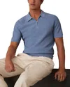 Reiss Textured Quarter Zip Polo Shirt In Blue